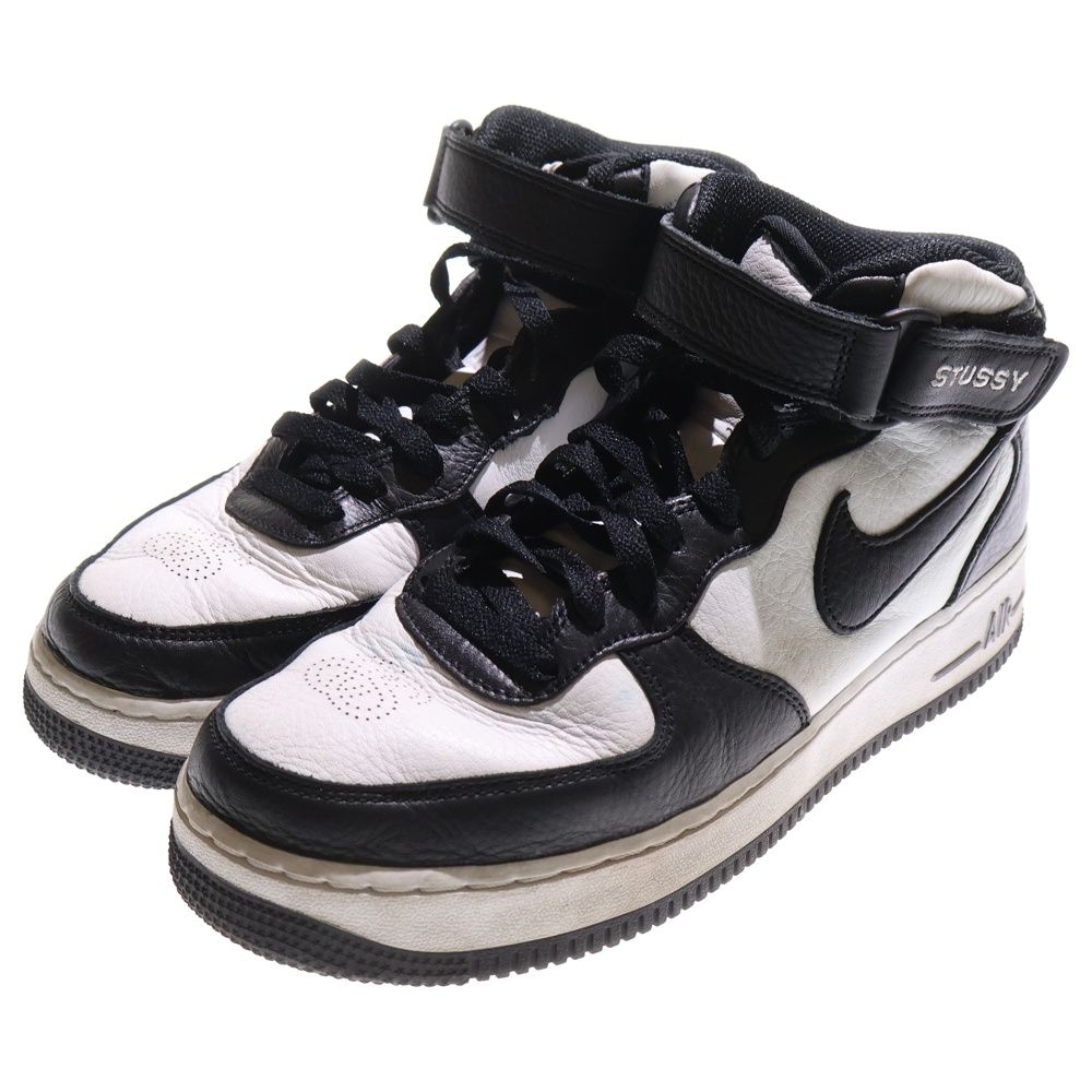 NIKE ナイキ ×STUSSY AIR FORCE 1 MID ステューシー エアフォース1 ミッドカットスニーカー ホワイト ブラック US9 27.0cm DJ7840-002