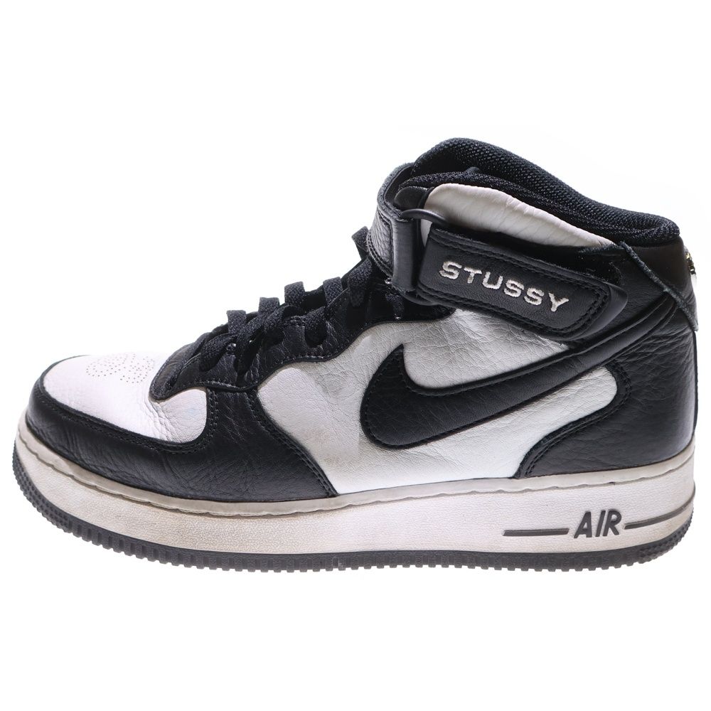 NIKE ナイキ ×STUSSY AIR FORCE 1 MID ステューシー エアフォース1 ミッドカットスニーカー ホワイト ブラック US9 27.0cm DJ7840-002