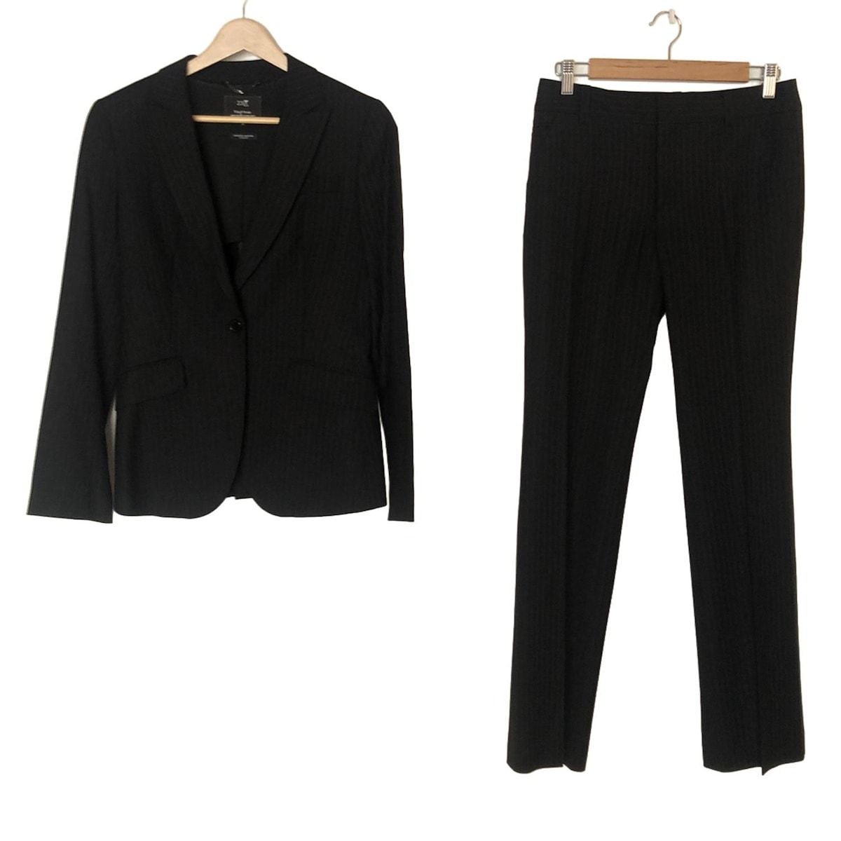 23区 ニジュウサンク レディースパンツスーツ レディース - 黒 ストライプ