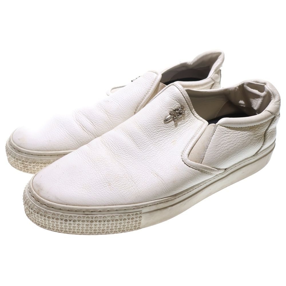CHROME HEARTS クロムハーツ SLIP ON スリッポン CHプラス レザーパッチ ダガー ローカットスニーカー ホワイト