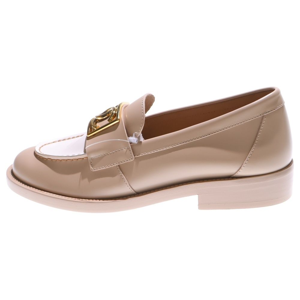 CHANEL シャネル ココマーク 23 B レザーローファー レディース ベージュ ホワイト G 45155