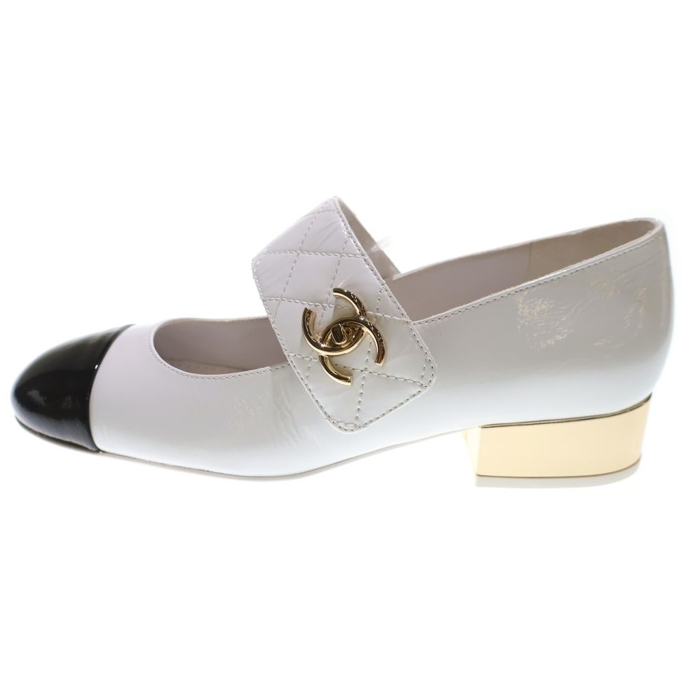 CHANEL (シャネル) ココマーク バイカラー パテントレザーパンプス