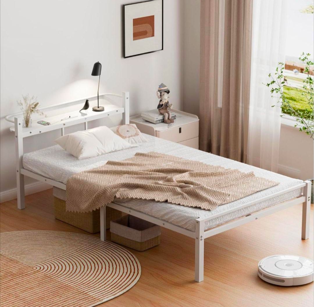 ✨シングルベッド ベッドフレーム 宮棚付き コンセント USB 収納付き