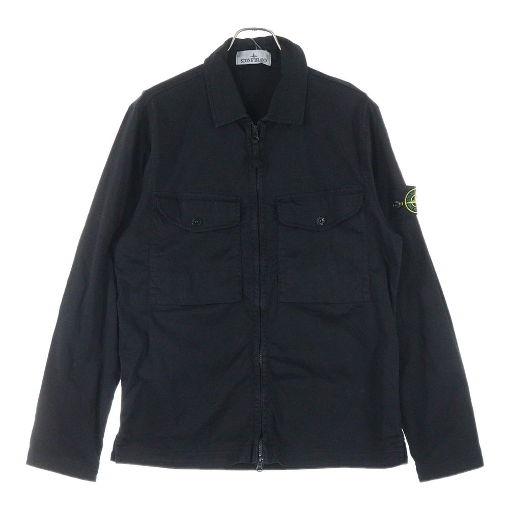 STONE ISLAND ストーンアイランド 袖ロゴワッペン オーガニックコットン ダブルジップ オーバーシャツジャケット ブルゾン ブラック 811512808 V0029