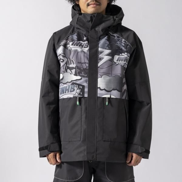 inhabitant インハビタント QUARTER ZIP SNOW JACKET スノージャケット メンズ レディース スノーボードウェア スキーウェア 防水 アウター ブラック