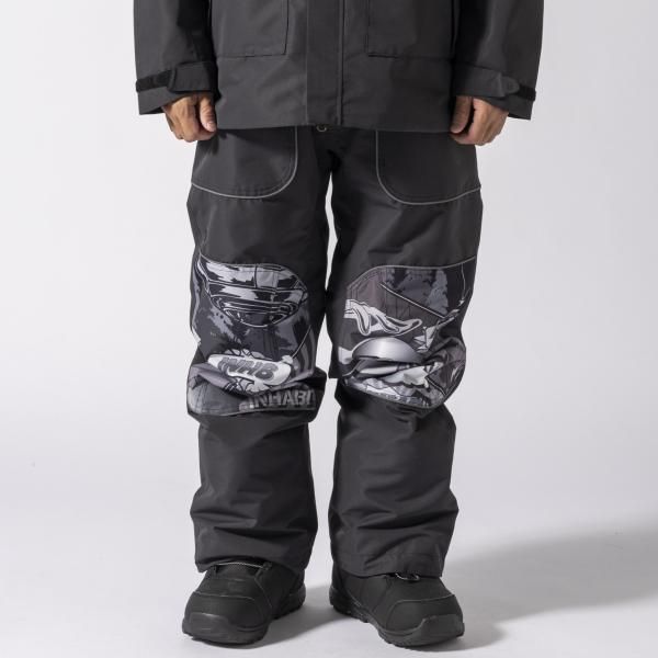 INHABITANT インハビタント PIPING LINE SNOW PANTS スノーパンツ メンズ レディース 防水 ストレート パイピングライン 耐水圧10 000mm ブラック ISM250B51