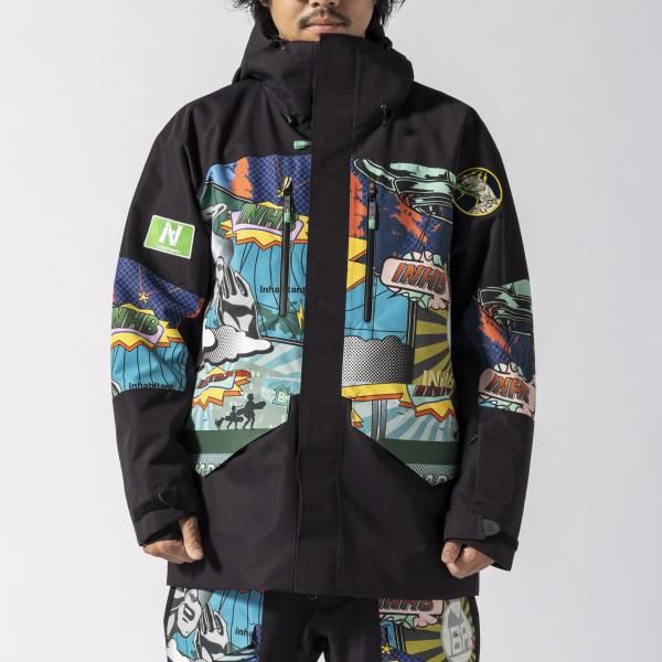 inhabitant INH フルジップ スノージャケット メンズ レディース 防水20 000mm 撥水 スノーボード ジャケット スノーウェア インハビタント ブラック