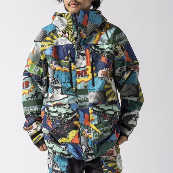 inhabitant INH フルジップ スノージャケット メンズ レディース 防水20 000mm 撥水 スノーボード ジャケット スノーウェア インハビタント マルチ