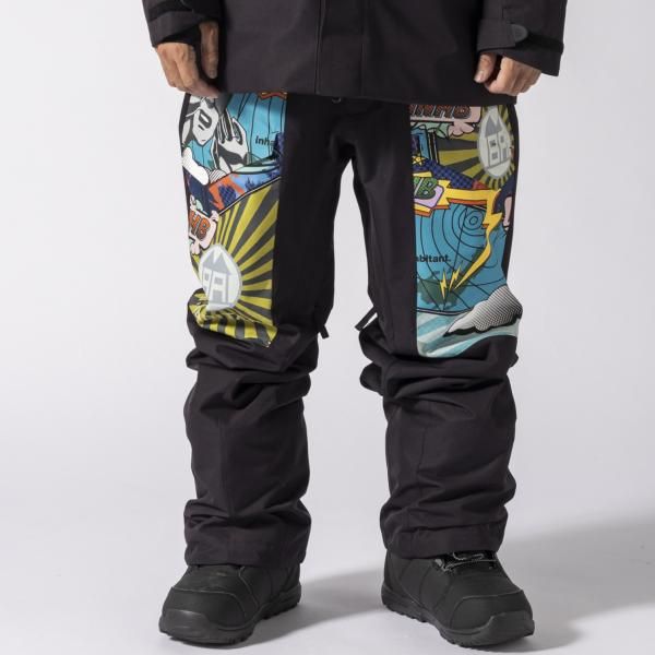inhabitant インハビタント KNEE PATCH SNOW PANTS スノーパンツ メンズ レディース ユニセックス 防水 20 000mm スノーボードパンツ 耐水透湿 ブラック