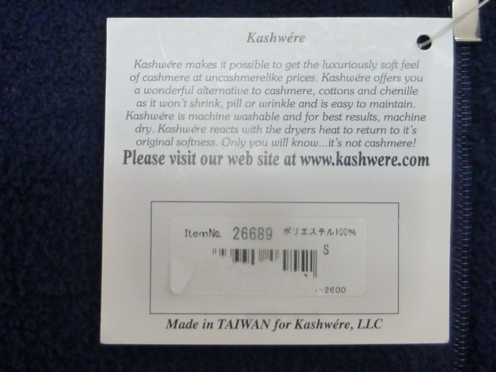  Kashwereカシウエア フーディ ジップアップパーカー 紺 サイズS パーカー トップス