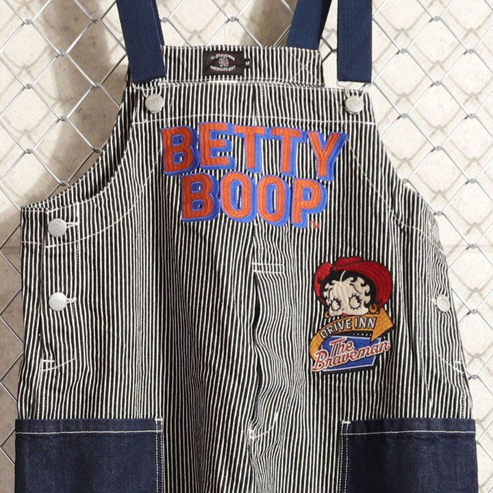 インディアン★BETTY BOOP ストライプ オーバーオール インディアン☆BETTY BOOP ストライプ オーバーオール インディアン