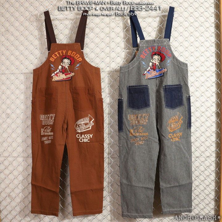 インディアン★BETTY BOOP ストライプ オーバーオール インディアン☆BETTY BOOP ストライプ オーバーオール ストライプ柄