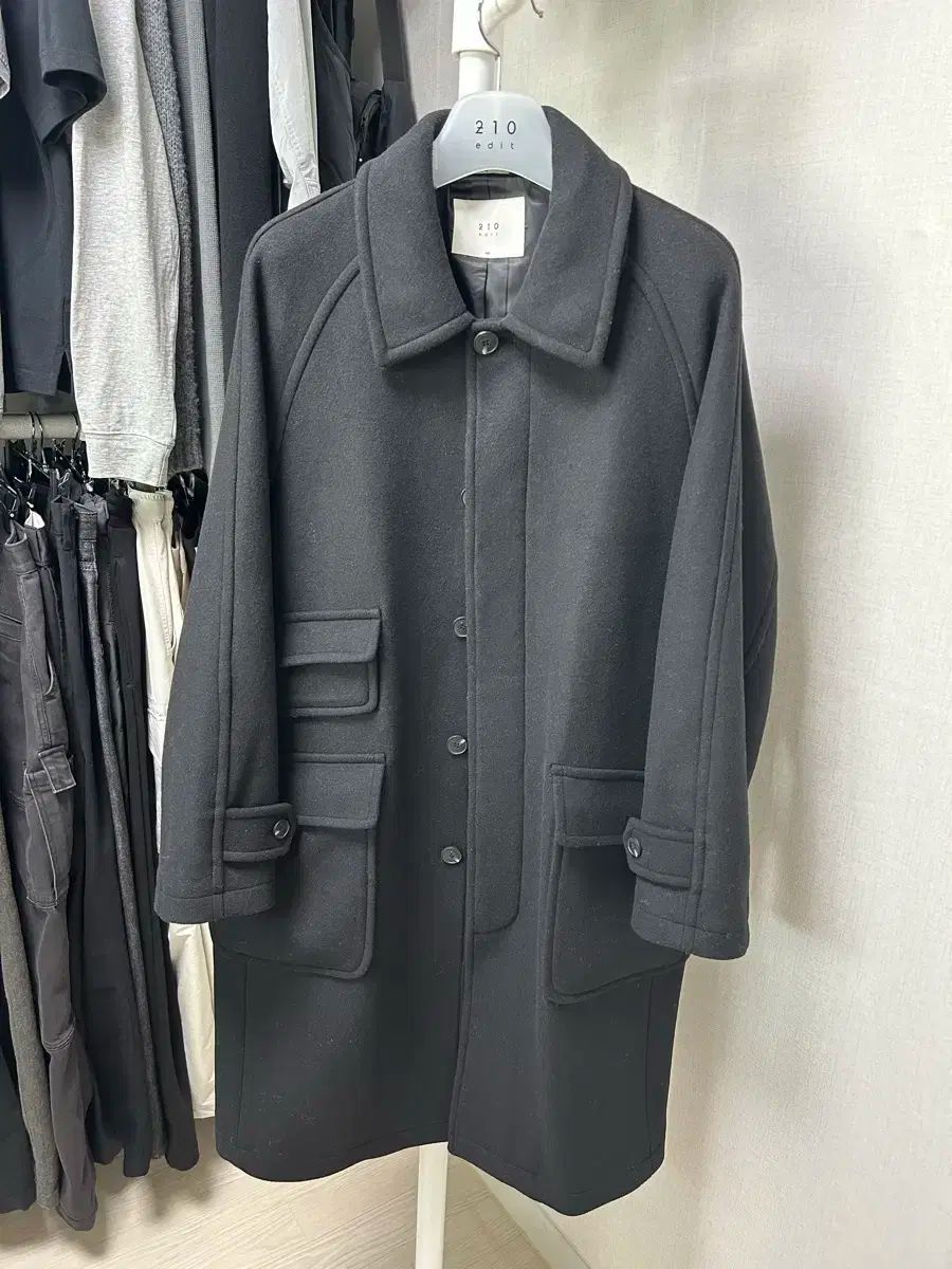 210エディ カシミア バルマカーン ロングコート ブラック 105