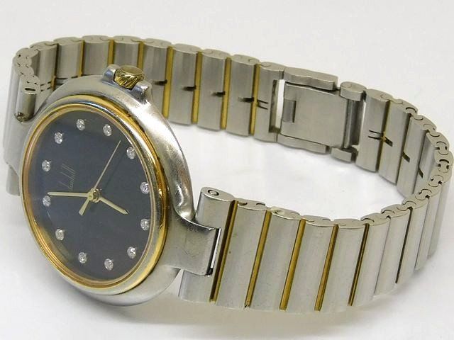 ダンヒル dunhill ミレニアム ボーイズサイズ クォーツ 腕時計 ウォッチ QZ ブラック文字盤 コンビ 7 J