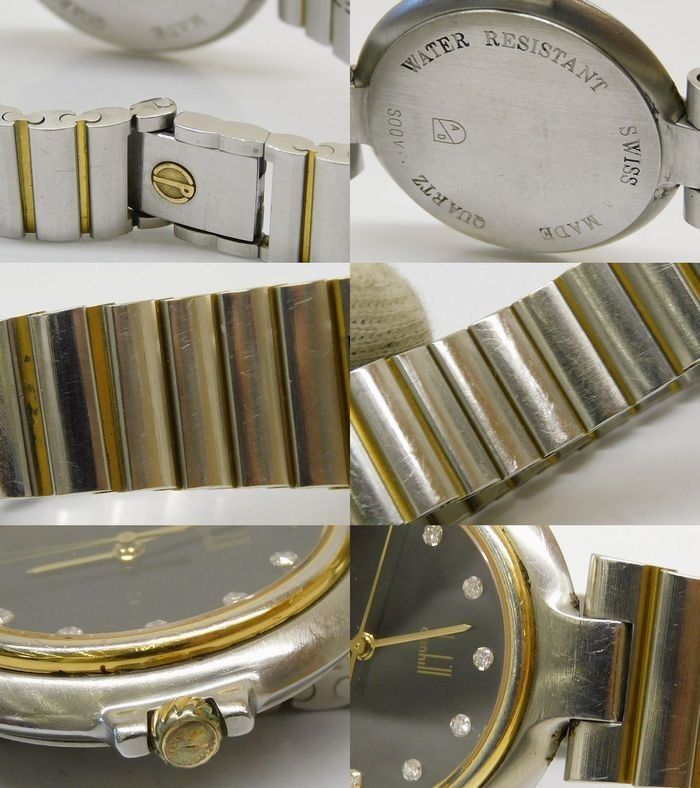  ダンヒル dunhill ミレニアム ボーイズサイズ クォーツ 腕時計 ウォッチ QZ ブラック文字盤 コンビ 7 J 腕時計(クォーツ) 腕時計(アナログ)