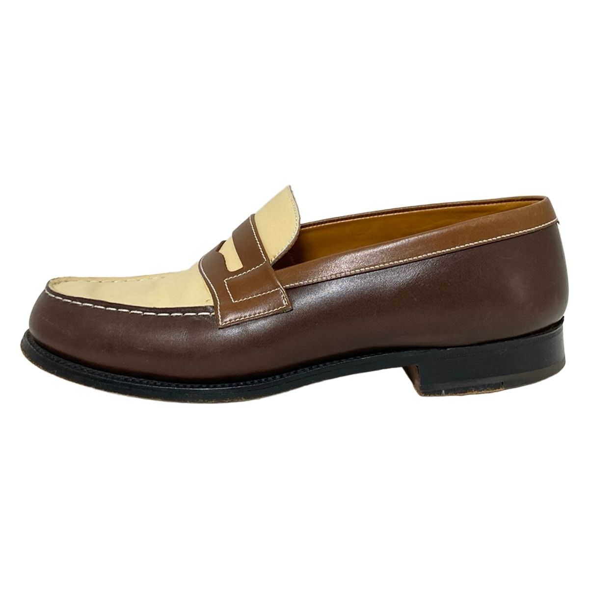 J M WESTON ジェイエムウェストン ローファー 5 E レディース ベージュ ダークブラウン レザー