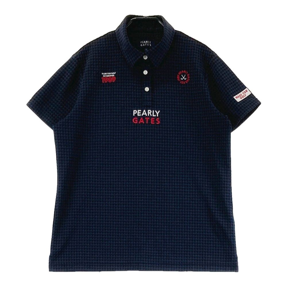 サイズ 1 PEARLY GATES パーリーゲイツ モデル 半袖ポロシャツ チェック柄 ネイビー系 240101554044 ゴルフウェア レディース ストスト