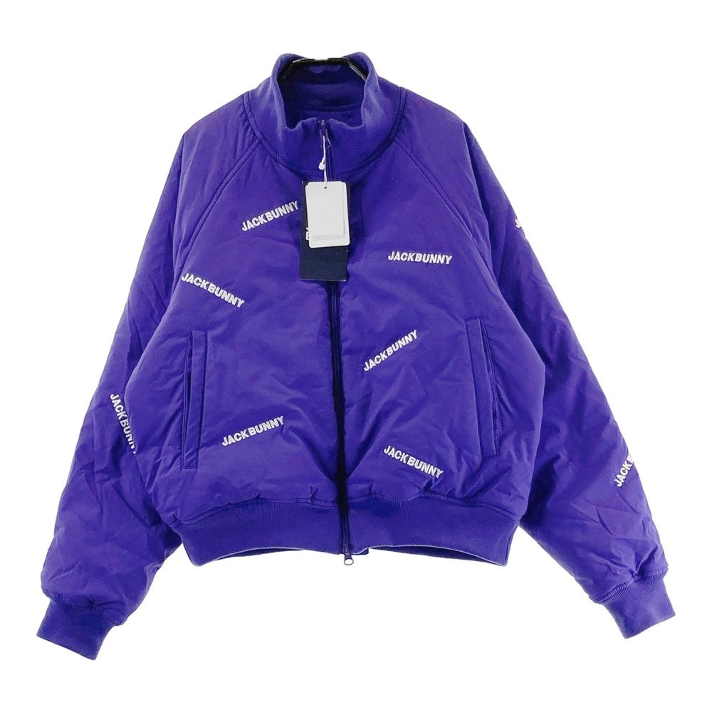 サイズ 0 JACK BUNNY ジャックバニー 中綿 ジップジャケット ロゴ総柄 ブルー系 240101556656 ゴルフウェア レディース ストスト
