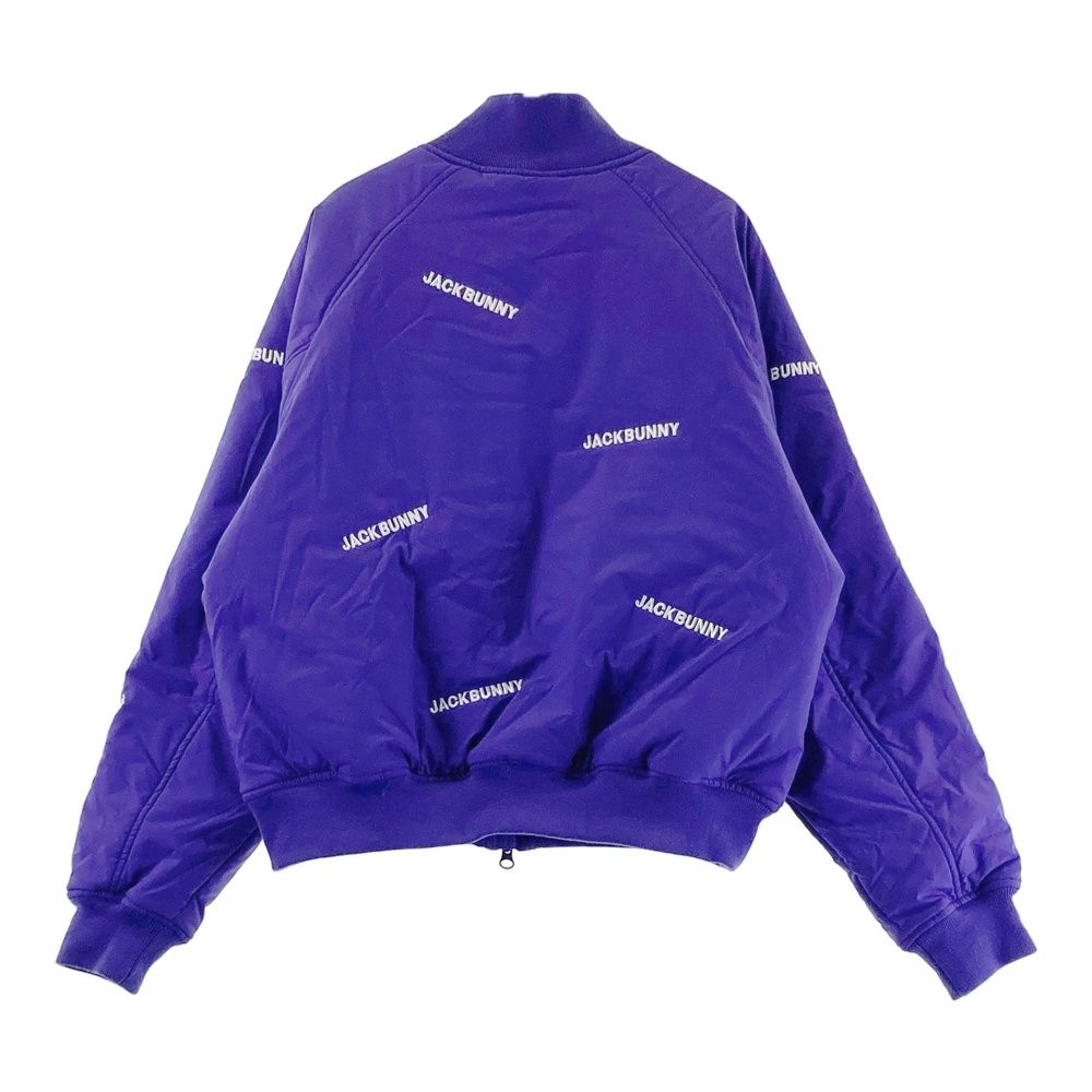 サイズ 0 JACK BUNNY ジャックバニー 中綿 ジップジャケット ロゴ総柄 ブルー系 ゴルフウェア レディース ストスト