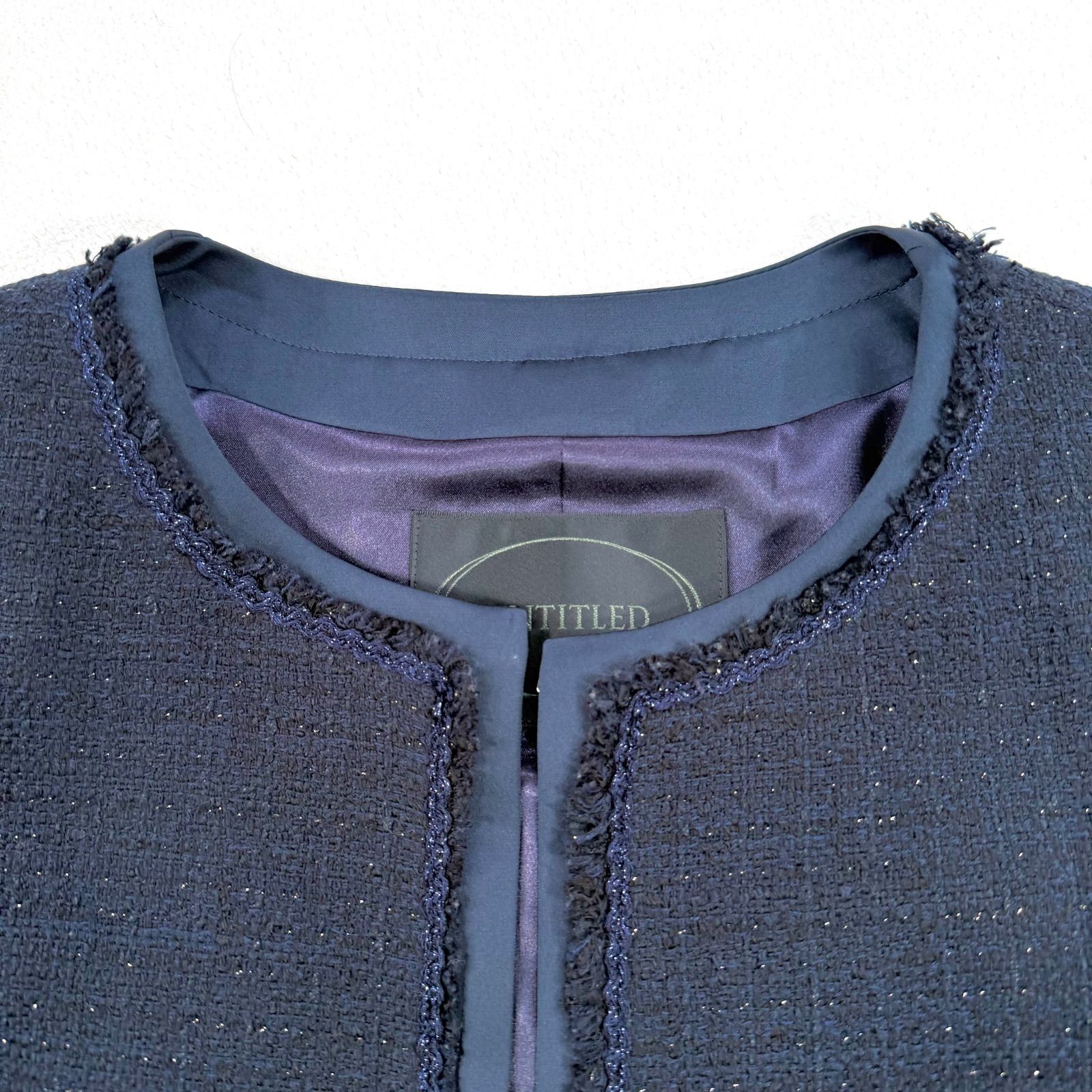 極美品・3✨アンタイトル ツイード ノーカラー UNTITLED カラーレス