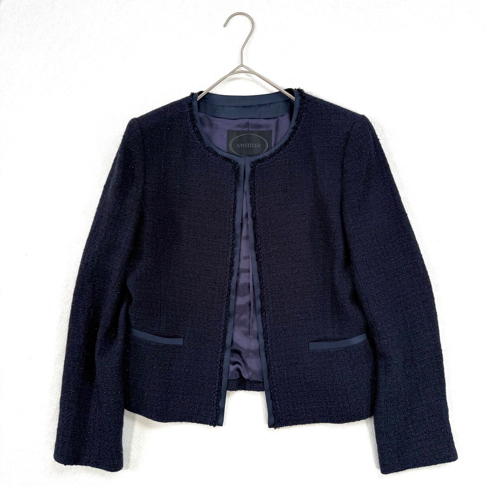 極美品・3✨アンタイトル ツイード ノーカラー UNTITLED カラーレス