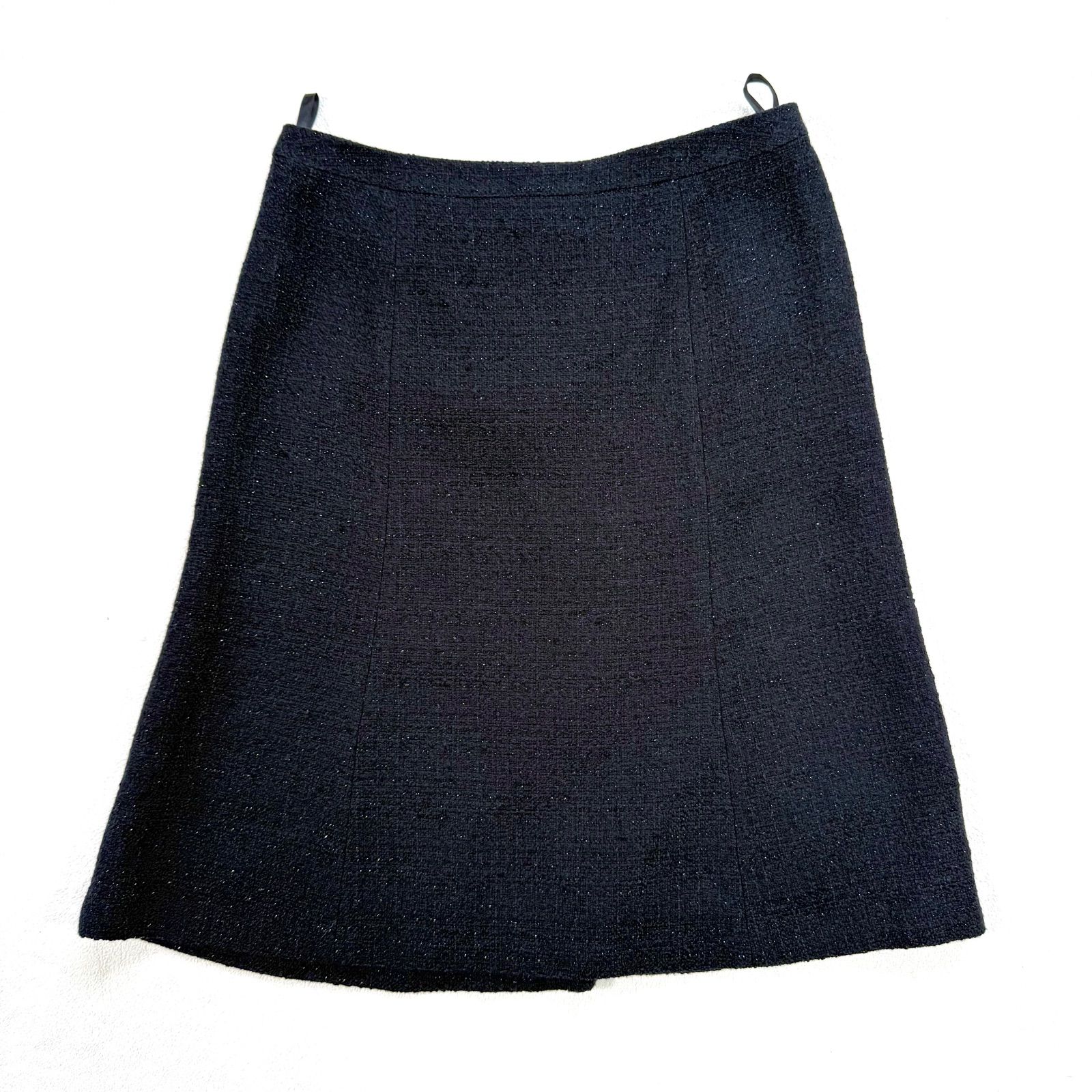 極美品✨23区 近年モデル ノーカラー ラメツイード スカートスーツ 濃紺 40 極美品・3✨アンタイトル ツイード ノーカラー UNTITLED カラーレス