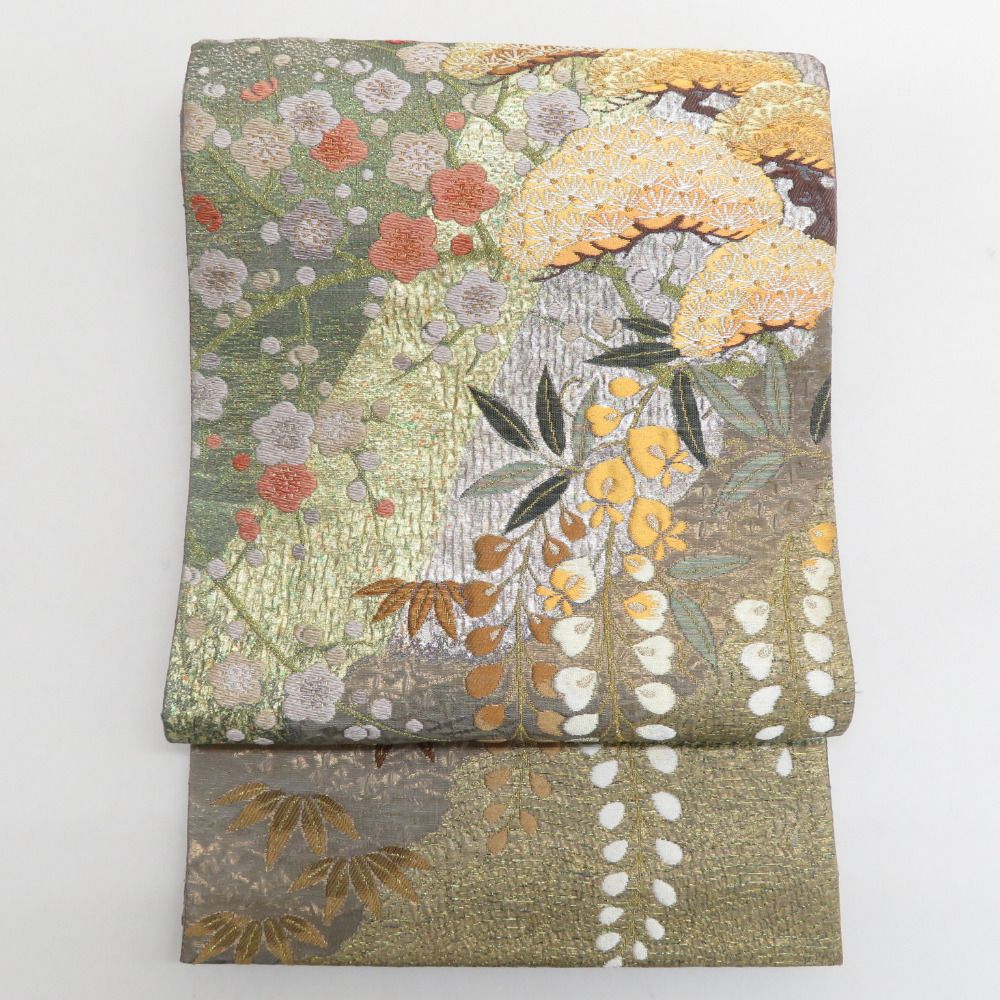 ま*こ様 正絹袋帯 楽天市場】【新古品】 袋帯 未使用 正絹 染め帯 綺粋庵 全通 銀糸 手