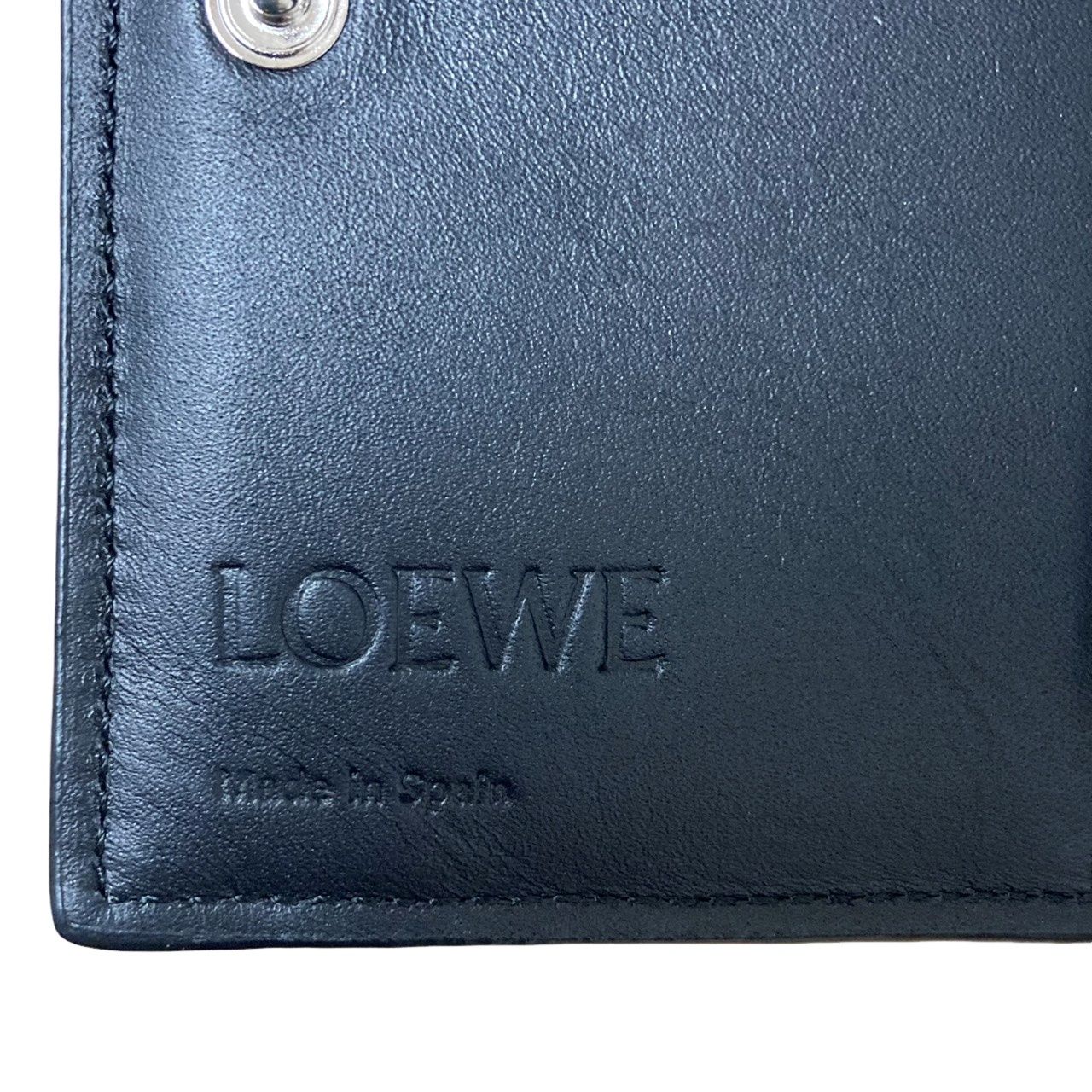  LOEWE ロエベ パズルスリム コンパクトウォレット ブラック レザー 二つ折り財布 ユニセックス 二つ折り財布 折り財布