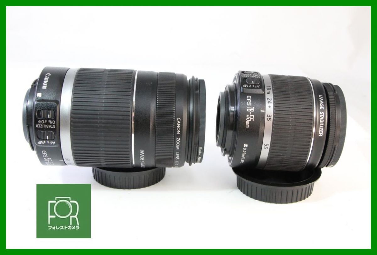 点検済 上品 Canon EF-S 18-55mm F3.5-5.6 IS EF-S 55-250mm F4-5.6 IS 前後キャップ フィルター付き U55