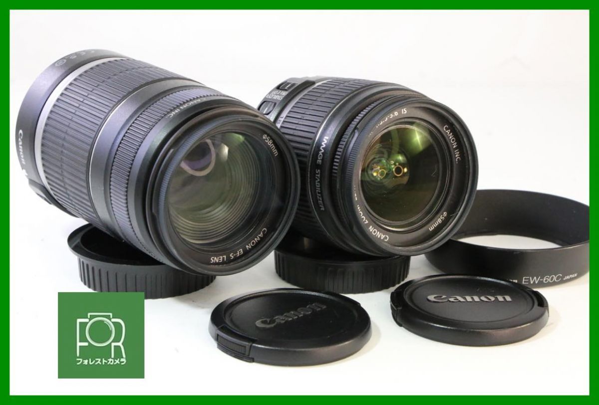 点検済 上品 Canon EF-S 18-55mm F3.5-5.6 IS EF-S 55-250mm F4-5.6 IS 前後キャップ フィルター付き U55