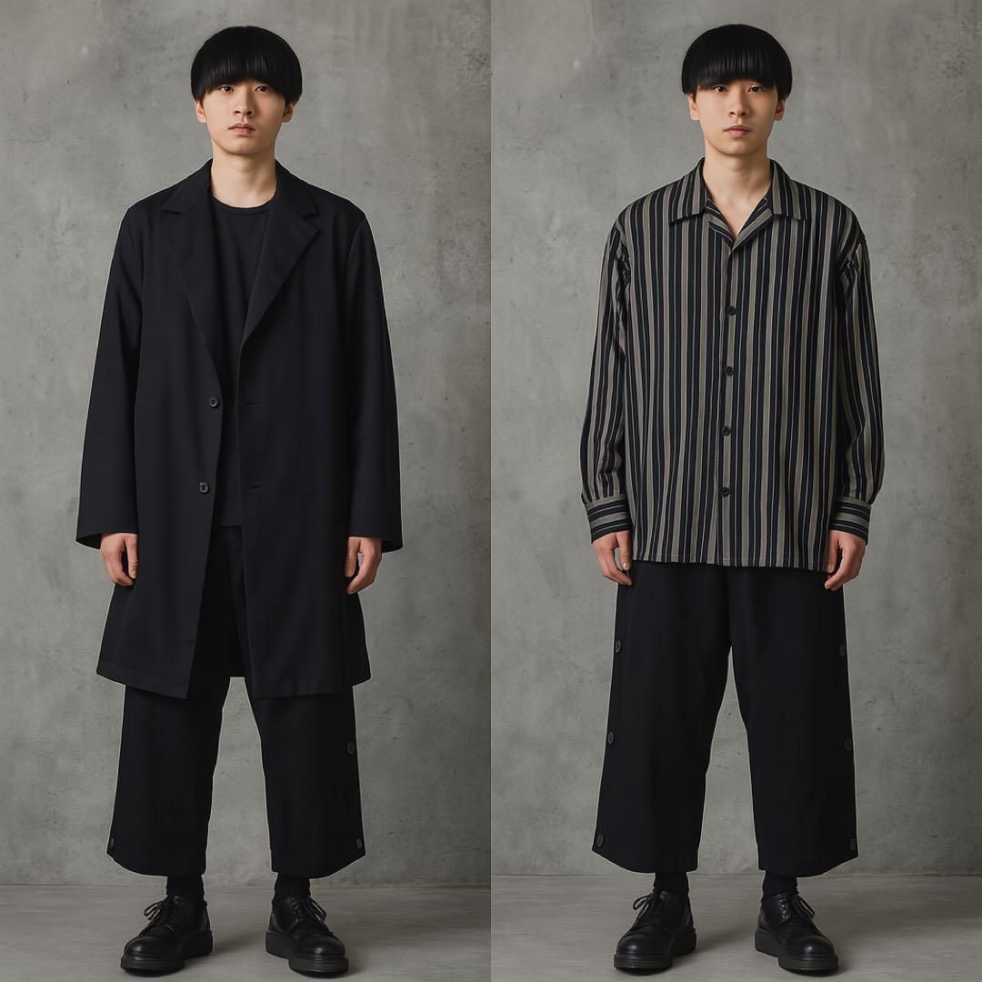 Yohji Yamamoto POUR HOMME ヨウジヤマモトプールオム 2021SS 春夏 ウールギャバジン ブラック 黒 2way 変形 アシンメトリー 切り替え ワイドパンツ フルレングス Lサイズ相当 メンズ 近年モデル HD-P40-100