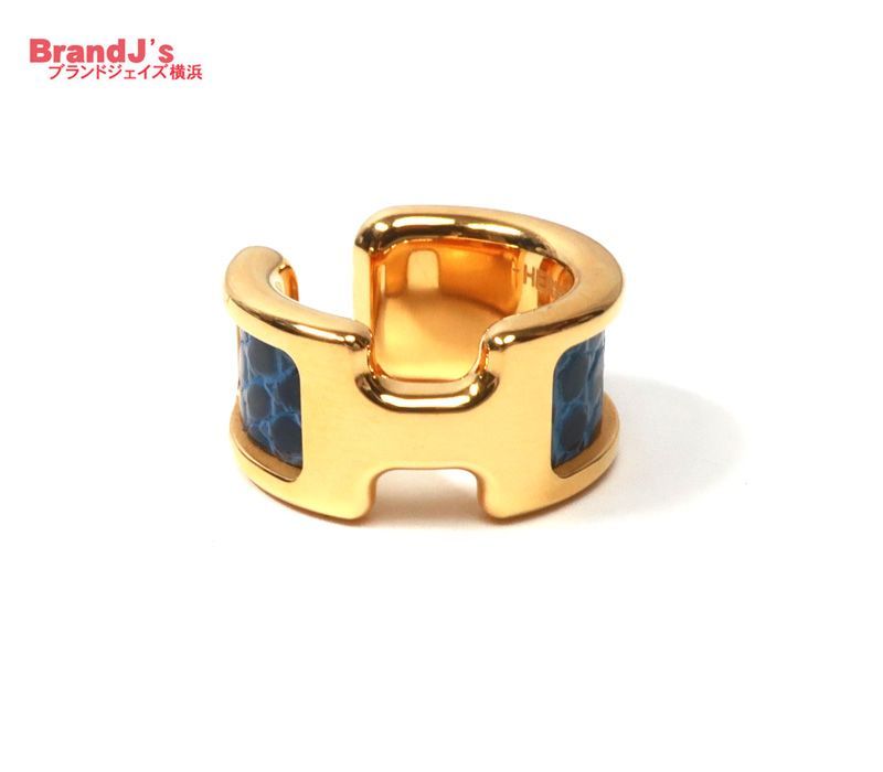 HERMES エルメス イヤーカフ オランプ PM リザード イヤリング ゴールド 34394