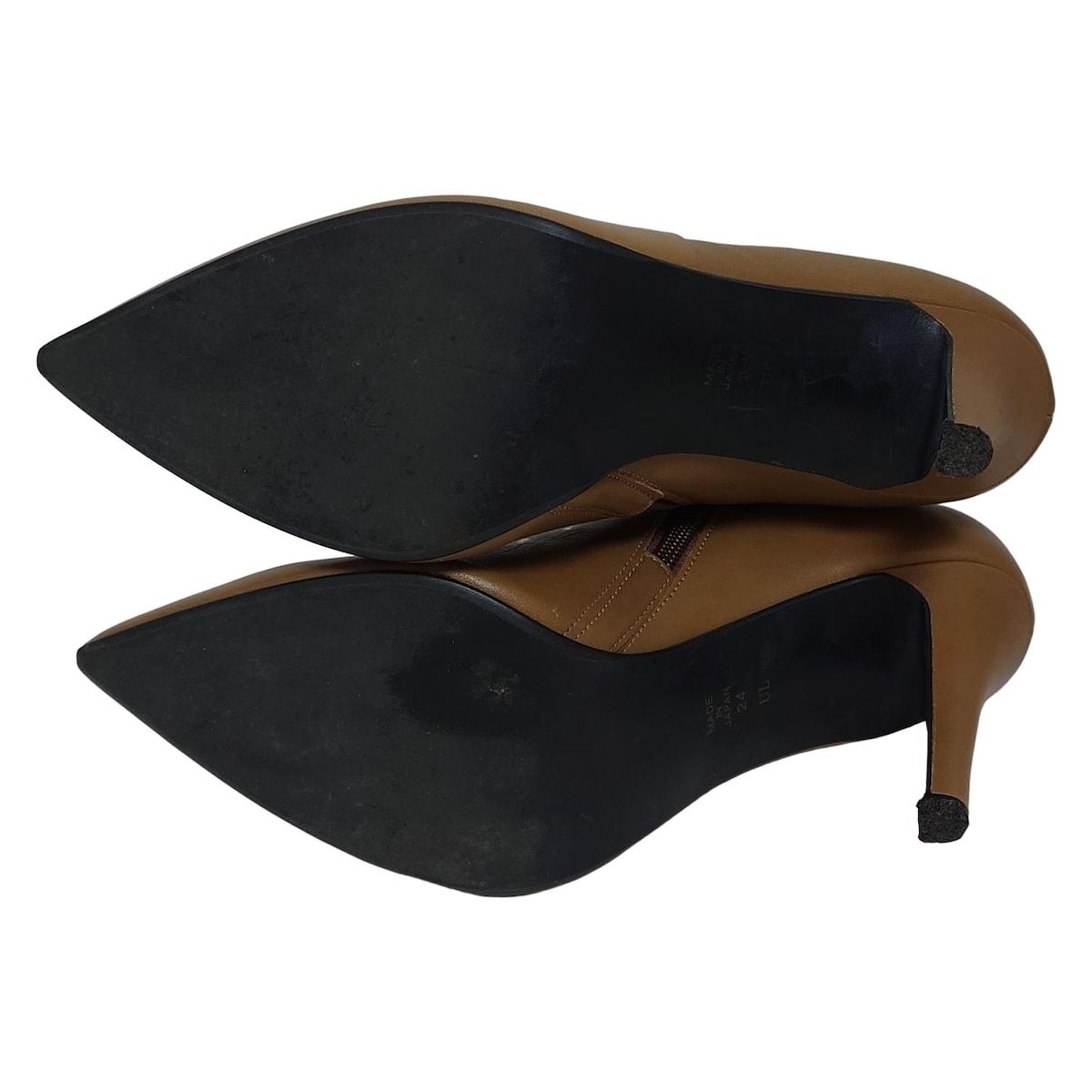 ダイアナ　ベージュ　レザー　ショートブーツ　サイドファスナー　24 美品☆ DIANA(ダイアナ) ショートブーツ 24 レディース - ベージュ レザー