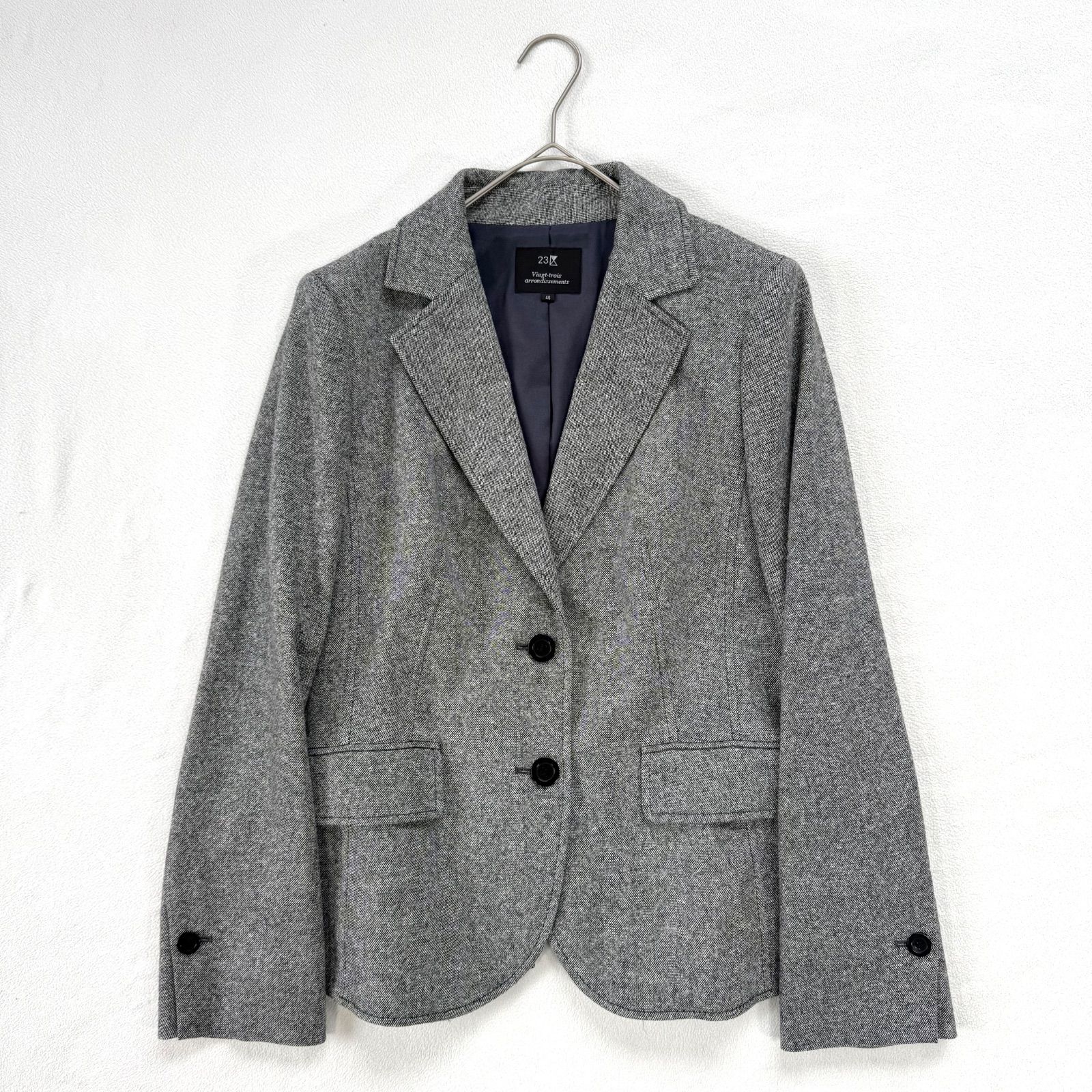 美品✨23区 セットアップ スーツ 大きいサイズ シルク グレー 極美品・大きいサイズ✨23区 カシミヤ シルク ウール パンツ スーツ