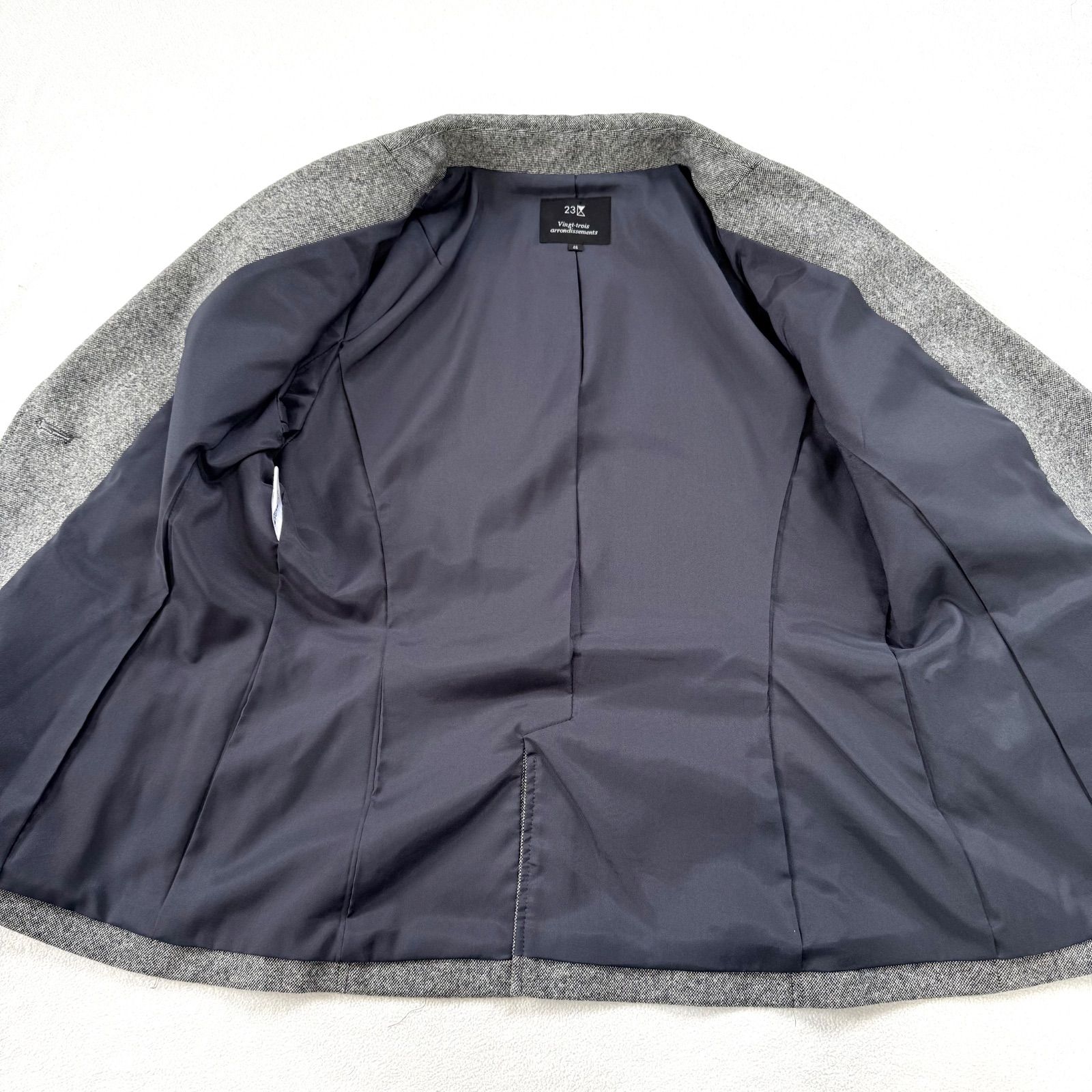 美品✨23区 セットアップ スーツ 大きいサイズ シルク グレー 極美品・大きいサイズ✨23区 カシミヤ シルク ウール パンツ スーツ