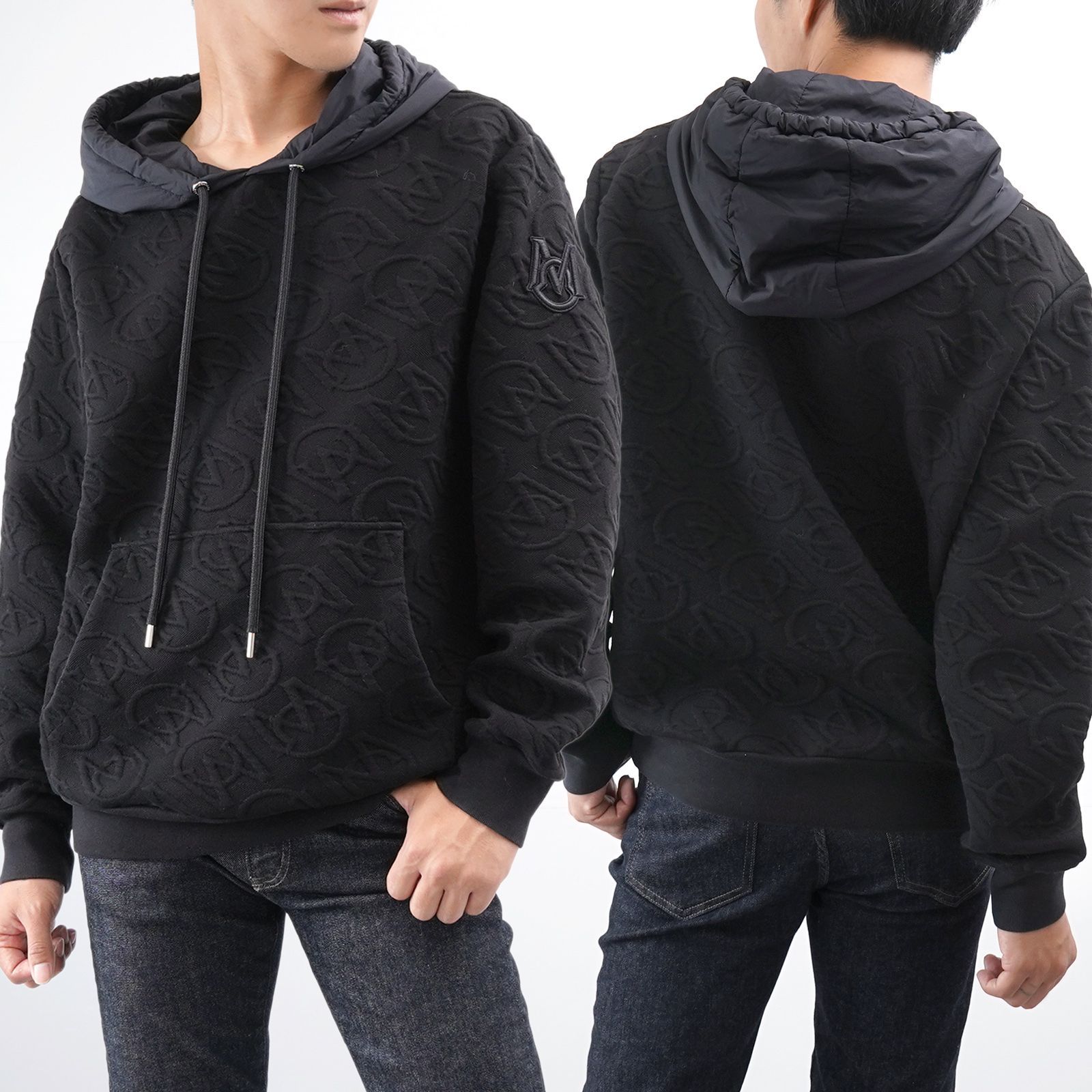 MONCLER パーカー フーディ ロゴ 総柄 8G00040 899Q8 ブラック - メルカリ
