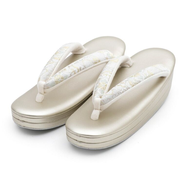  草履バッグ セット 金 ゴールド Mサイズ 花柄 絹 着物 帯地 留袖 紋付き 色無地 訪問着 附下 バッグ 和装 草履バック zouribag-00010 草履 和装履物