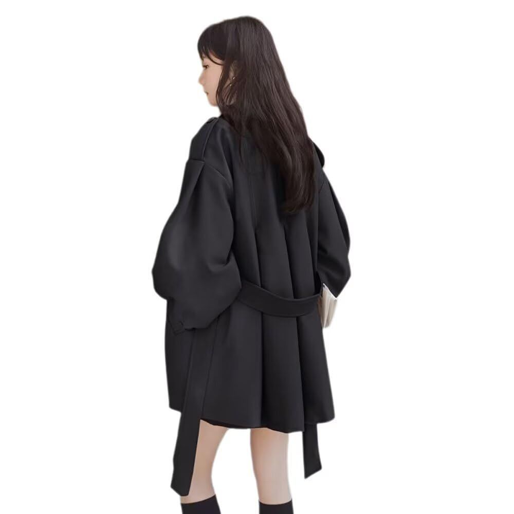 【特価商品】ミドル丈 無地 春秋アウター カジュアル ベルト付き ジャケット 通勤 ビジネスコート チェスターコート スプリングコート 通学 春 レディース 薄手 トレンチコート [Vasarhely]