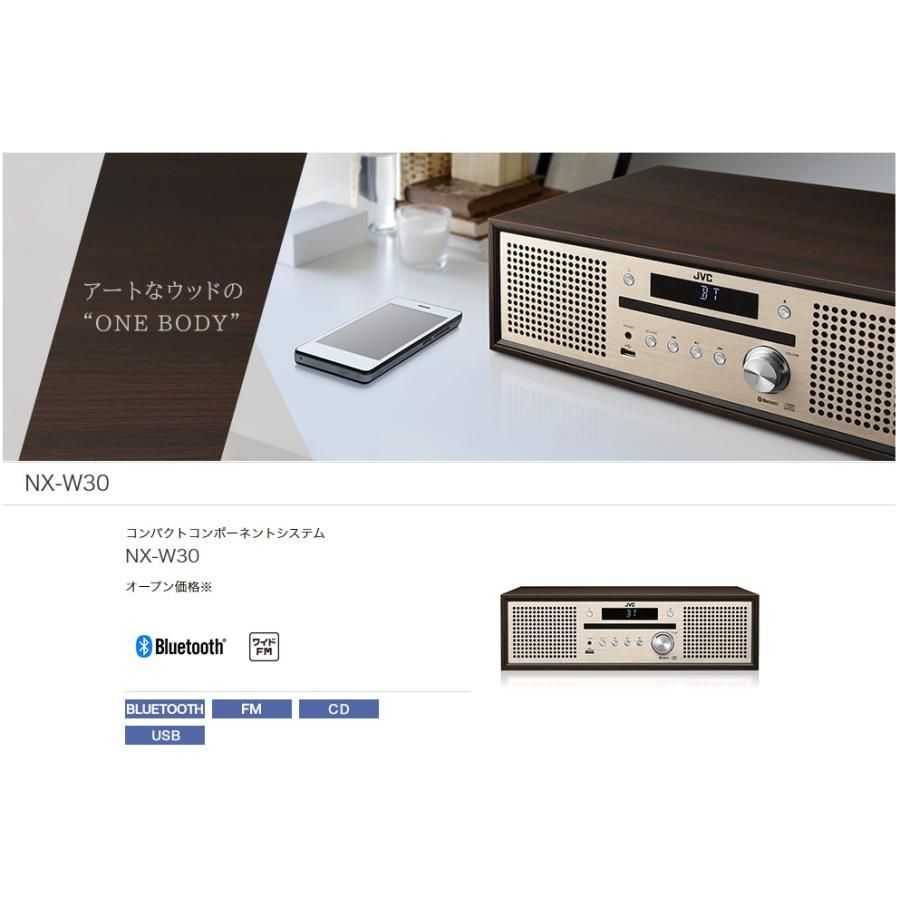 JVC コンパクトコンポーネントシステム NX-W30 レトロ おしゃれ コンポ CD FM USBメモリー対応 ウッドキャビネット JVCケンウッド Kenwood