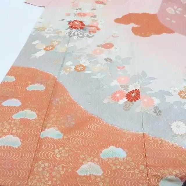 百華❀Y1520◇正絹 縫い一つ紋 手縫い仕立て 訪問着 着物 単品 - メルカリ