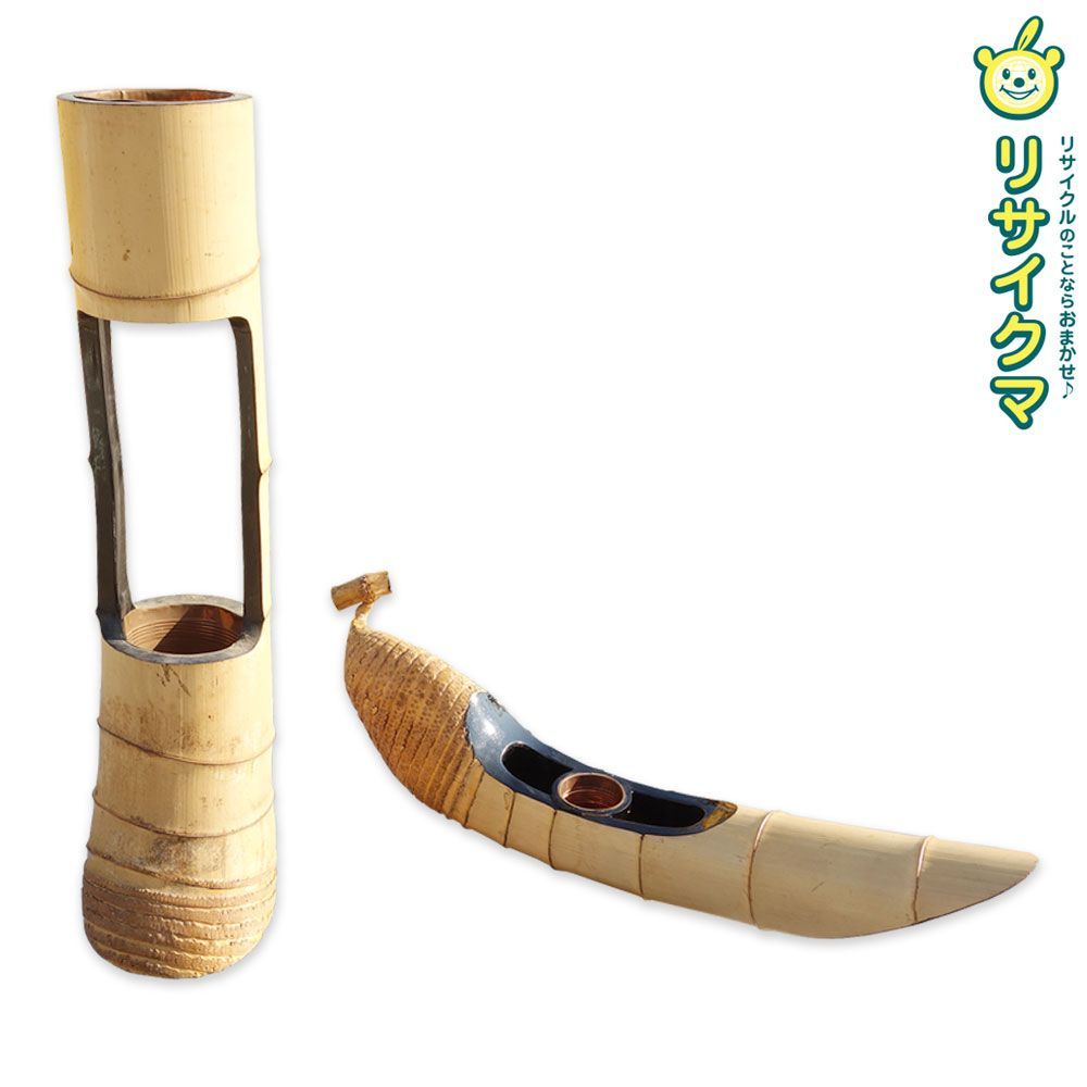 M 竹 竹筒 花器 花入れ 舟型 根付 吊り型 二重切り 38933