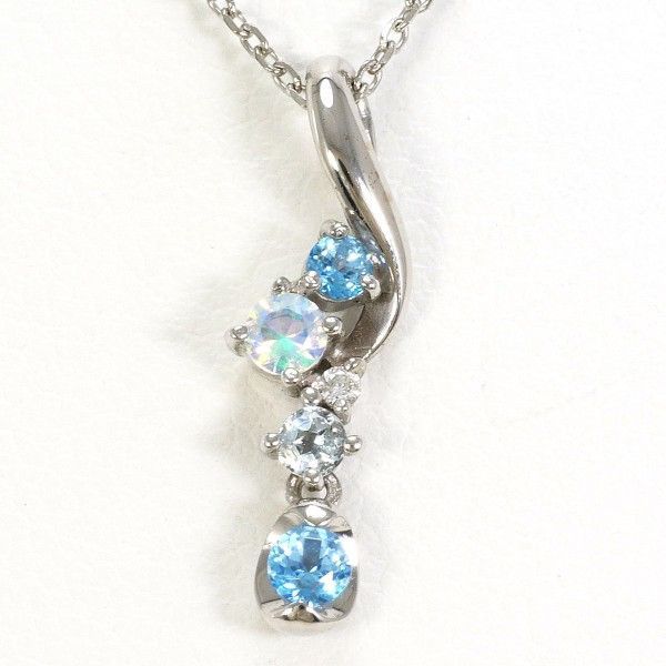 4℃ K18WG ネックレス necklace ブルートパーズ アクアマリン ダイヤ 他 総重量約2.0g 約40cm