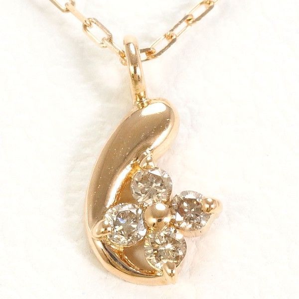 エステール K10PG ネックレス necklace ダイヤ 総重量約0.4g 約39cm