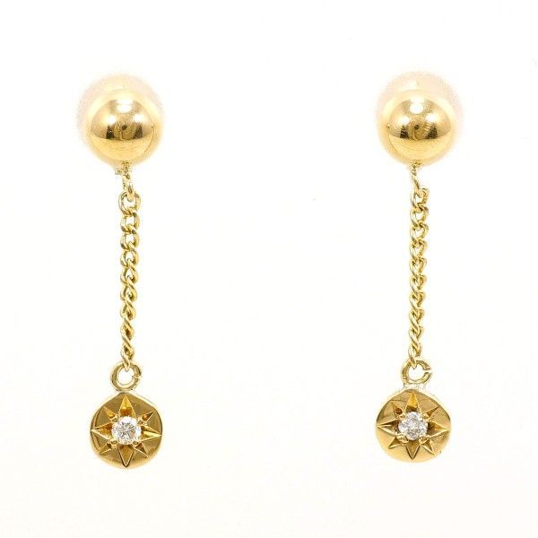 K18YG ピアス pierced earrings ダイヤ 総重量約0.9g