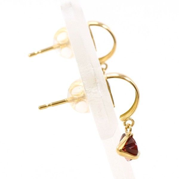K 18 YG ピアス pierced earrings ガーネット 総重量約0.4 g