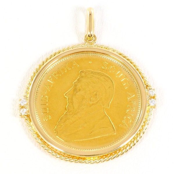 クルーガーランド 1 4oz 1 4オンス コイン 金貨 K22YG K18YG ペンダントトップ pendant top ダイヤ カード鑑別書 総重量約10.4g