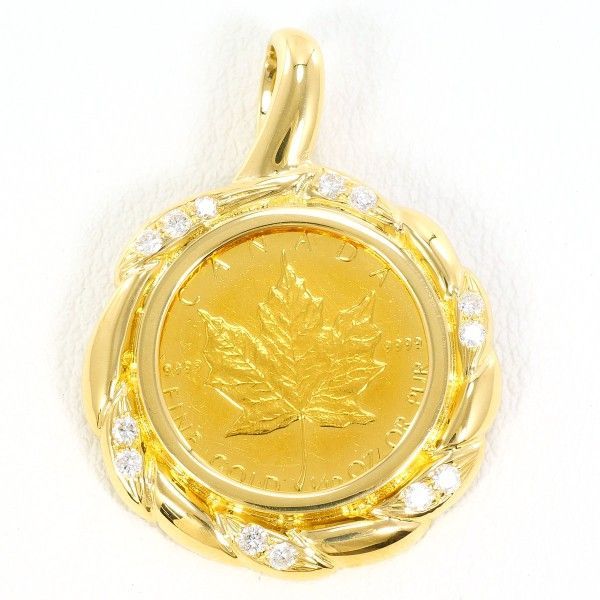 メイプルリーフ 1 10oz 1 10オンス コイン 金貨 K24YG K18YG ペンダントトップ pendant top ダイヤ カード鑑別書 総重量約6.6g
