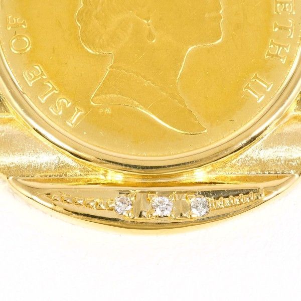 マン島 ソブリン コイン 金貨 K 22 YG 18 ペンダントトップ pendant top ダイヤ 0.06 カード鑑別書 総重量約14.1 g