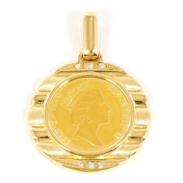 マン島 ソブリン コイン 金貨 K22YG K18YG ペンダントトップ pendant top ダイヤ 0.06 カード鑑別書 総重量約14.1g