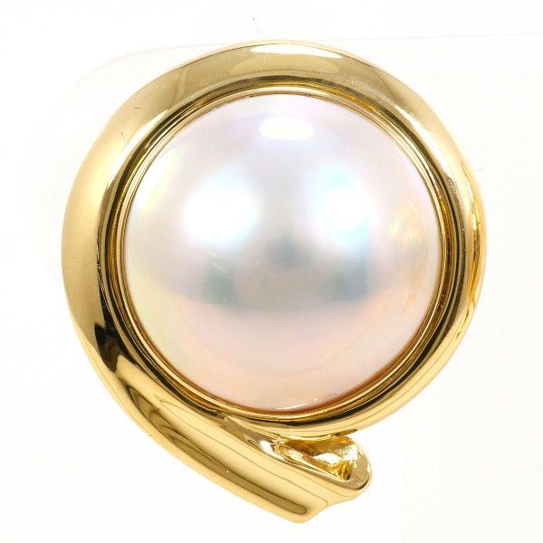 K 18 YG イヤリング clip-on earrings 半形真珠 カード鑑別書 総重量約9.1 g